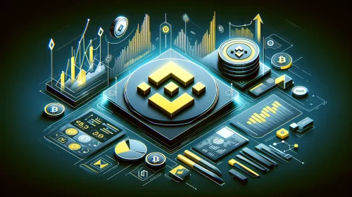 DALL·E 2024-05-28 16.40.28 - A modern and visually appealing image for an article about Binance, the cryptocurrency exchange. The image should include a large Binance logo, a grap